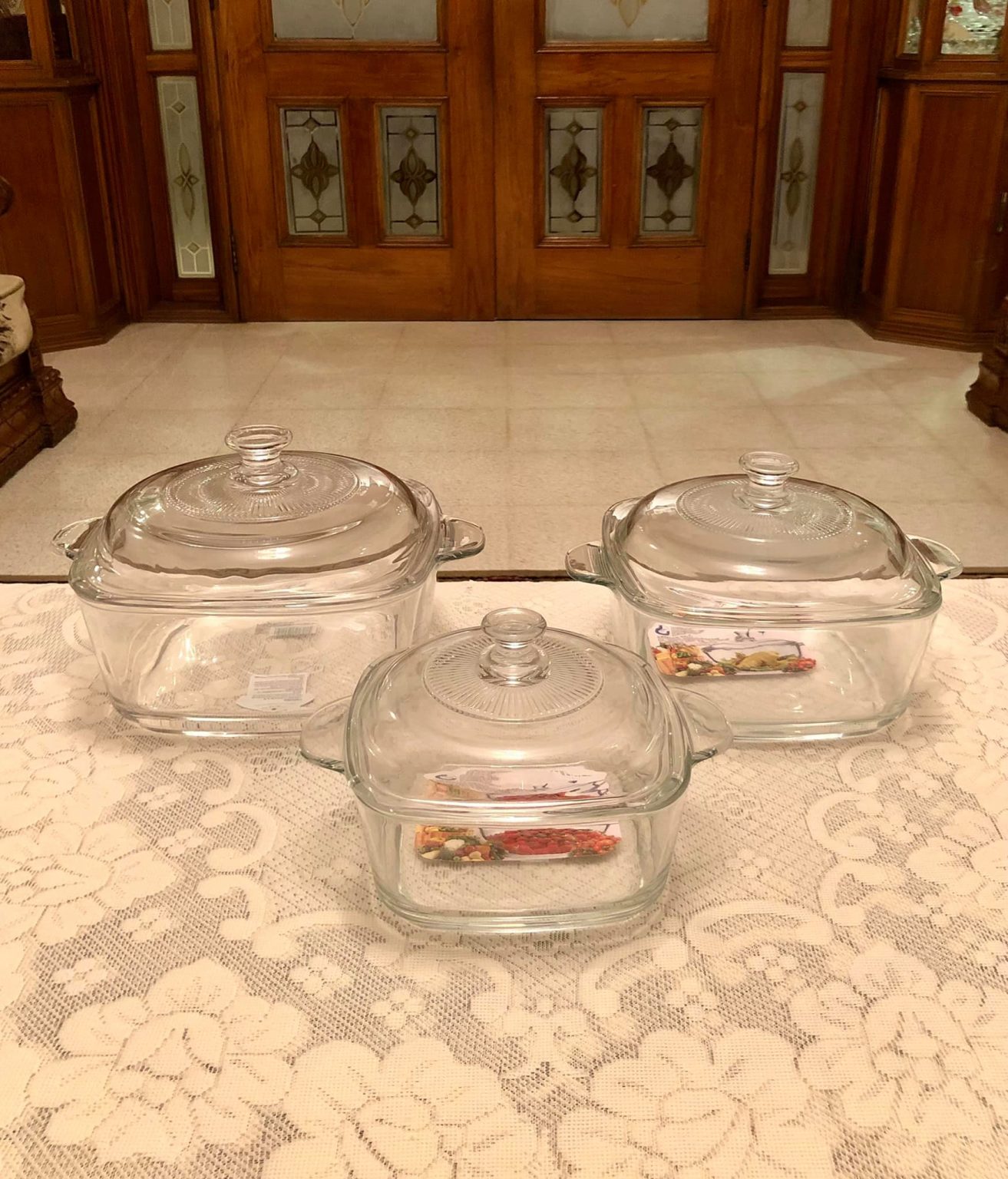 Ovenproof Glass 3 Pieces Bowl Set With Lid!!! Ace Homeware